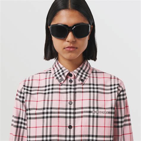 womens pink burberry shirt|Burberry plaid women's shirt.